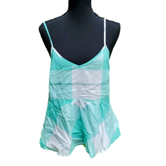 OLD NAVY Spaghetti Stripe Aqua & White Block Tanktop - Size Small - Picture 1 of 5